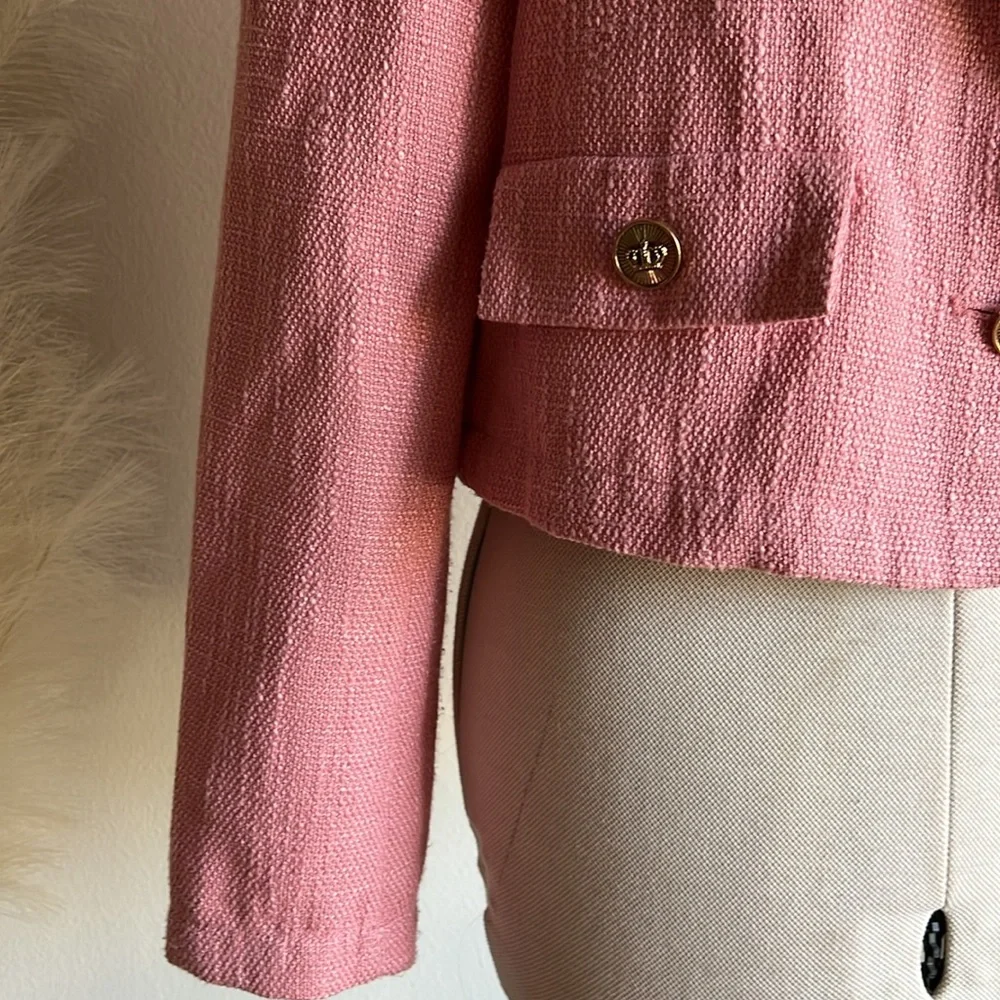 Upcycled Pink Tweed Cropped Blazer